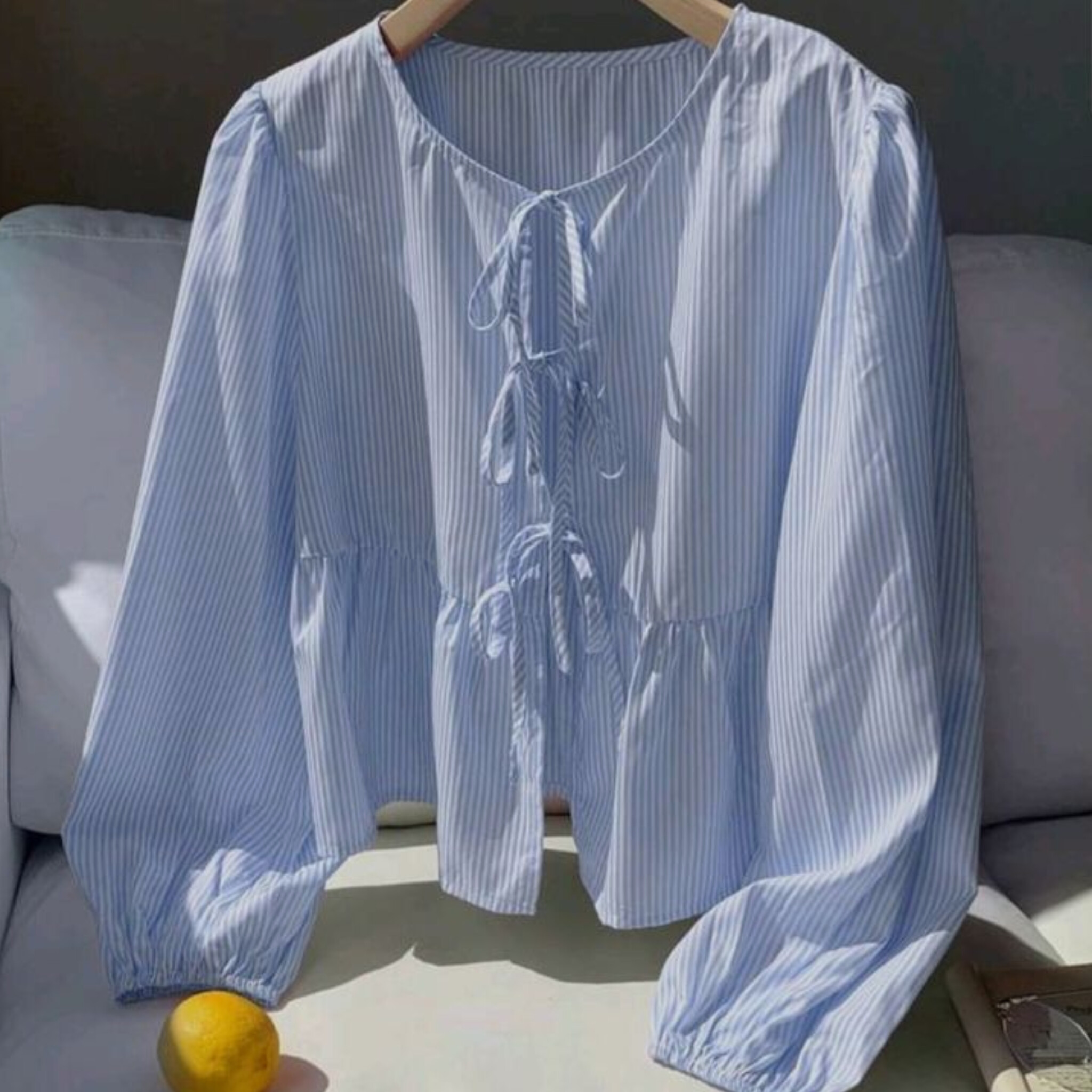شومیز راه راه گره ای💙